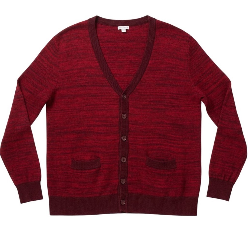 Dark Academia Varsity Cardigan Women XL XXL Long Oversized Vamp Burgundy Sweater
